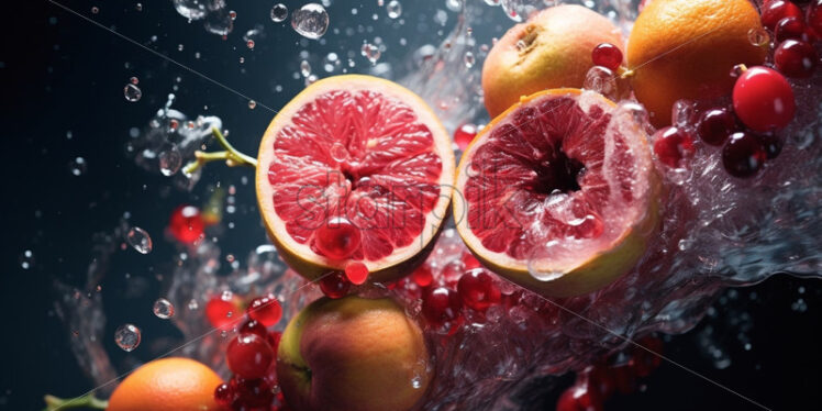 Fresh fruits with waterdrop. Vibrant colors - Starpik Stock