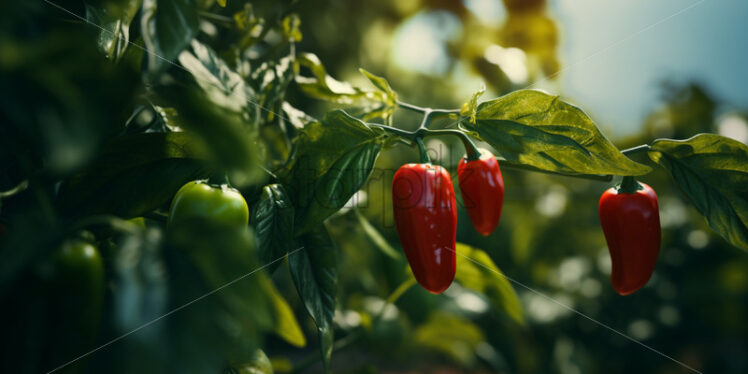 Fresh peppers that grow on the vine - Starpik Stock