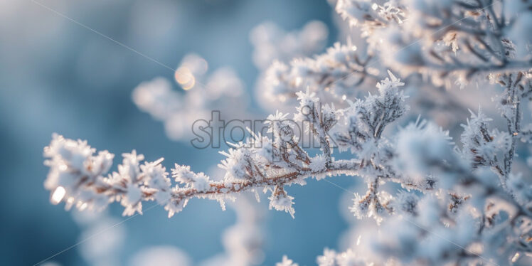 Frost on plants and branches, minimal, detailed - Starpik Stock