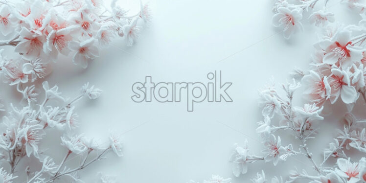 Frozen pastel flowers, view from above, minimal - Starpik Stock