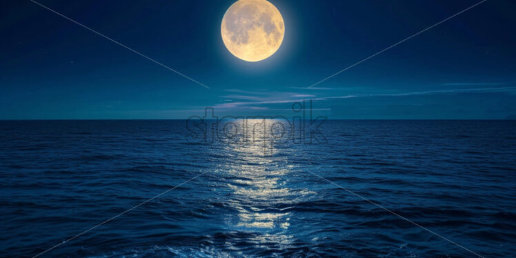 Full moon over an ocean - Starpik Stock