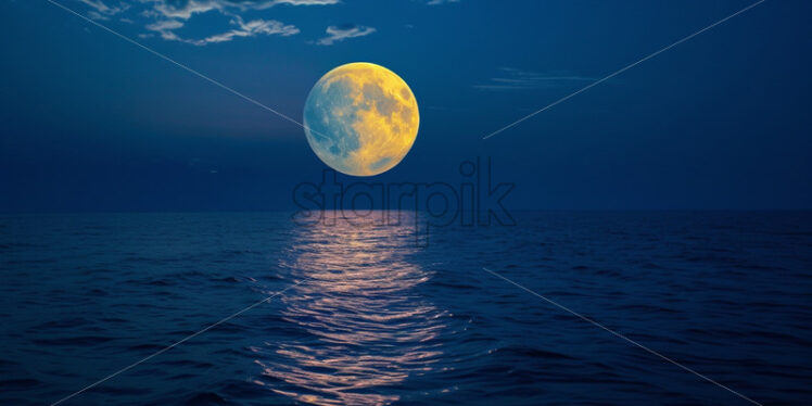 Full moon over an ocean - Starpik Stock