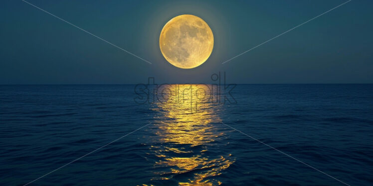 Full moon over an ocean - Starpik Stock