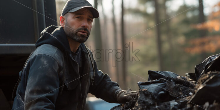 Garbage collector collecting the trash - Starpik Stock