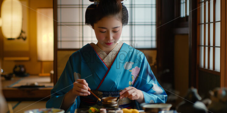 Geisha in a tea ceremony - Starpik Stock