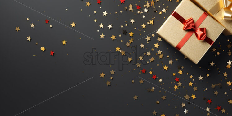 Gift box and stars confetti on isolated background - Starpik Stock