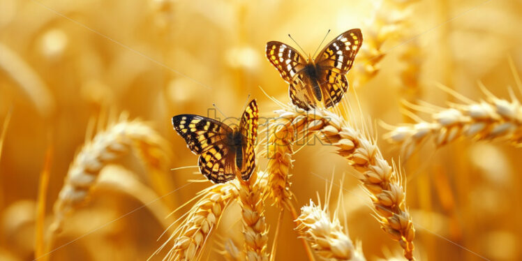 Golden butterflies on wheat background - Starpik Stock