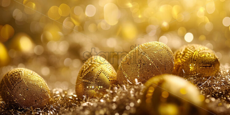 Golden easter eggs card - Starpik Stock