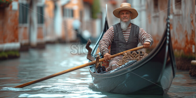 Gondolier rowing in Venice - Starpik Stock