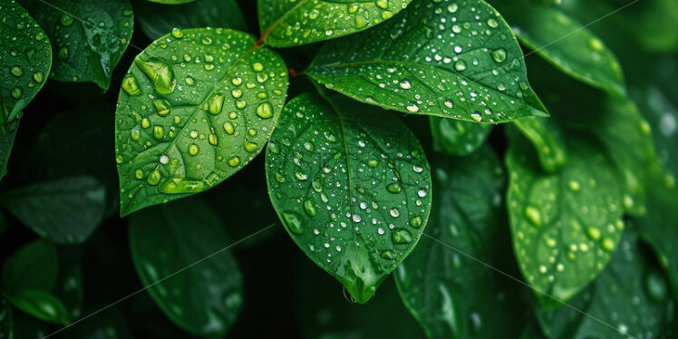 Green leaves with water drops on them - Starpik Stock