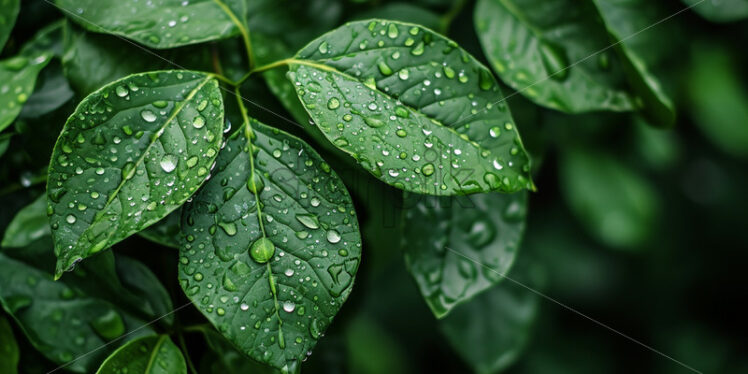 Green leaves with water drops on them - Starpik Stock