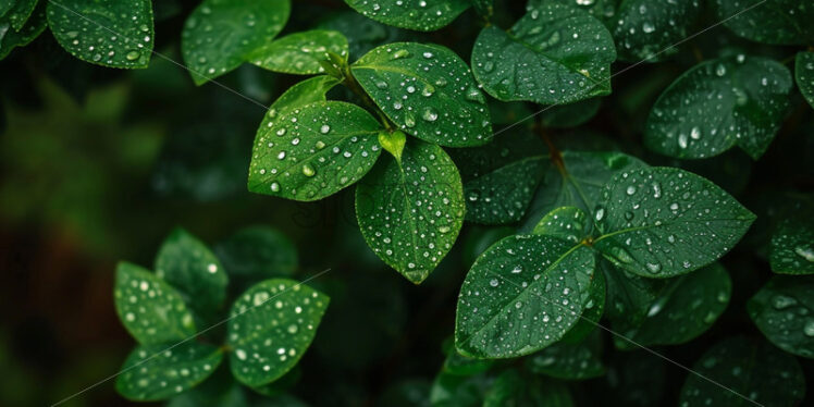 Green leaves with water drops on them - Starpik Stock