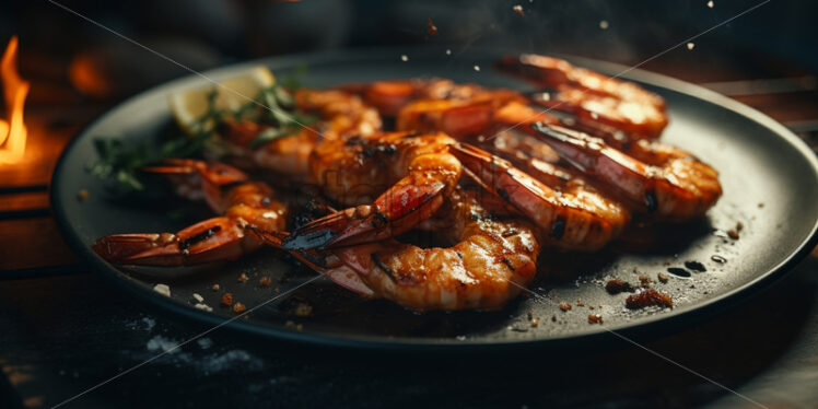 Grilled shrimp on a plate - Starpik Stock