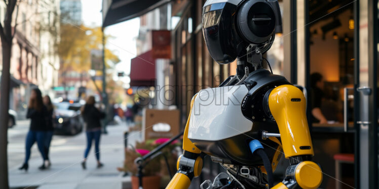 Human-like cafe greeter robot. - Starpik Stock