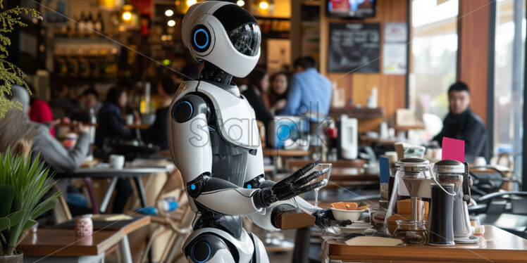 Human-like cafe-serving robot - Starpik Stock