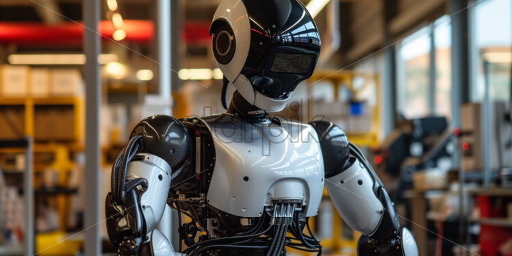 Human-like janitorial robot in factory - Starpik Stock