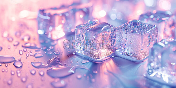 Ice cubes background banner with water drops - Starpik Stock