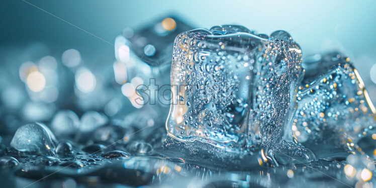 Ice cubes background banner with water drops - Starpik Stock