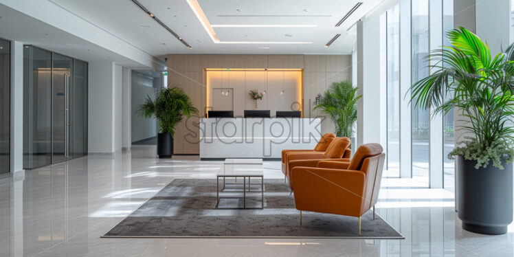 Interior design of an office reception area  - Starpik Stock