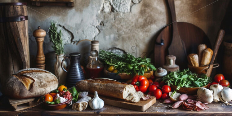 Italian traditional food rustic background - Starpik Stock