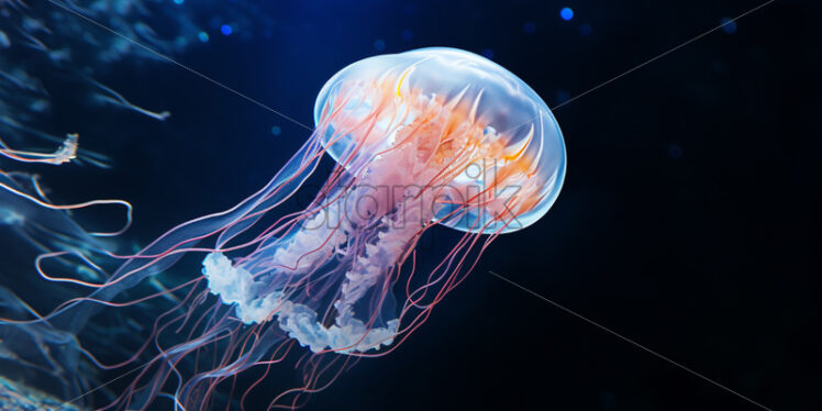 Jellyfish swimming underwater, beautiful jellyfish.Ocean life - Starpik Stock