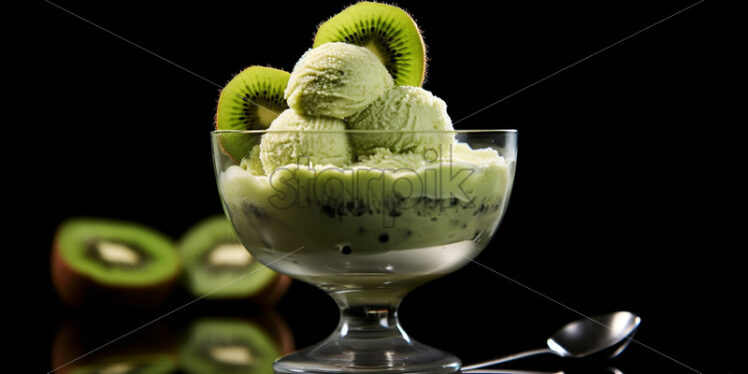 Kiwi ice cream in a glass - Starpik Stock