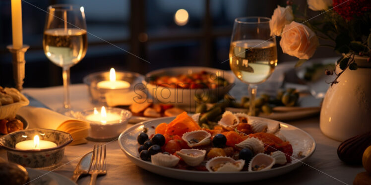 Lifestyle photography of romantic dinner - Starpik Stock