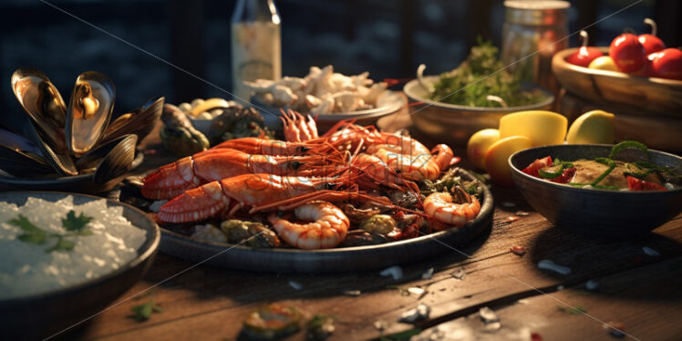 Lifestyle photography of seafood dinner - Starpik Stock