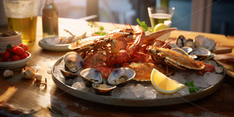 Lifestyle photography of seafood dinner - Starpik Stock