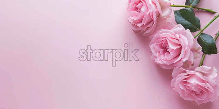 Light pink blank surface, pastel roses flowers - Starpik Stock