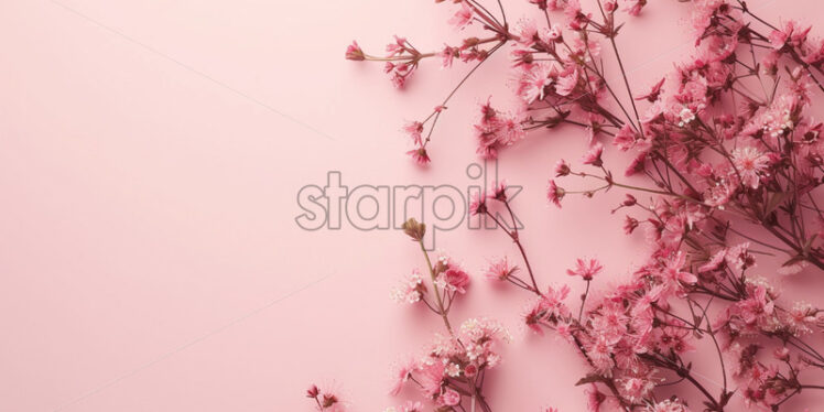 Light pink blank surface with wild flowers - Starpik Stock