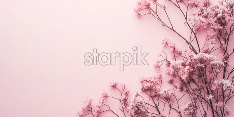 Light pink blank surface with wild flowers - Starpik Stock