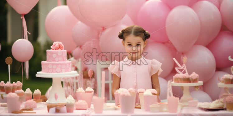 Little girl celebrate happy birthday party - Starpik Stock