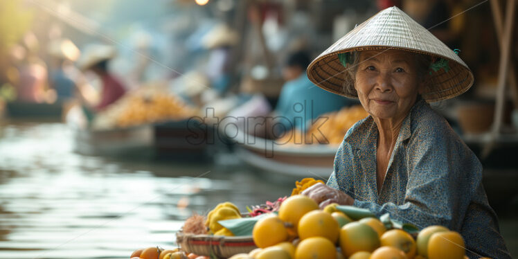 Lively Thai market vendor - Starpik Stock