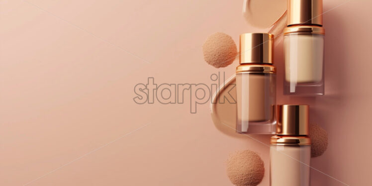 Luxury set bottles of makeup on color background - Starpik Stock