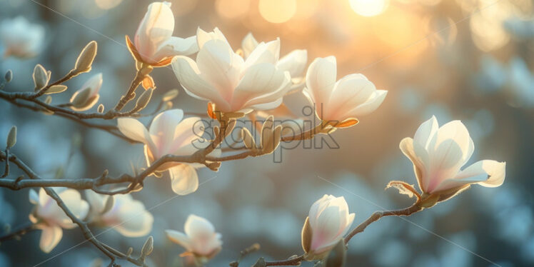 Magnolia blooming background, spring season blossom nature - Starpik Stock