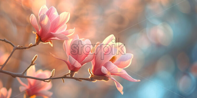 Magnolia blooming background, spring season blossom nature - Starpik Stock