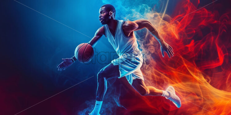 Man running after a basket ball banner competition athlete - Starpik Stock