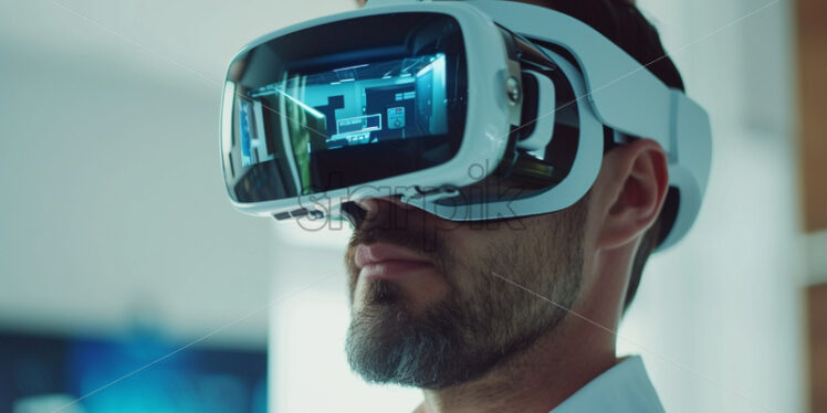 Man using advance technology VR glasses - Starpik Stock