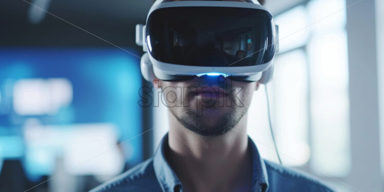 Man using advance technology VR glasses - Starpik Stock