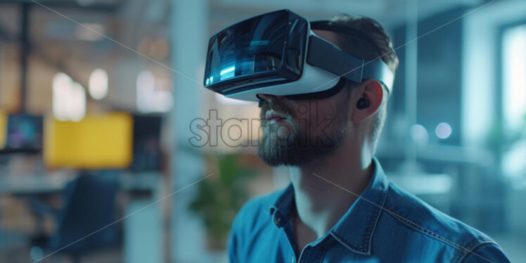 Man using advance technology VR glasses - Starpik Stock