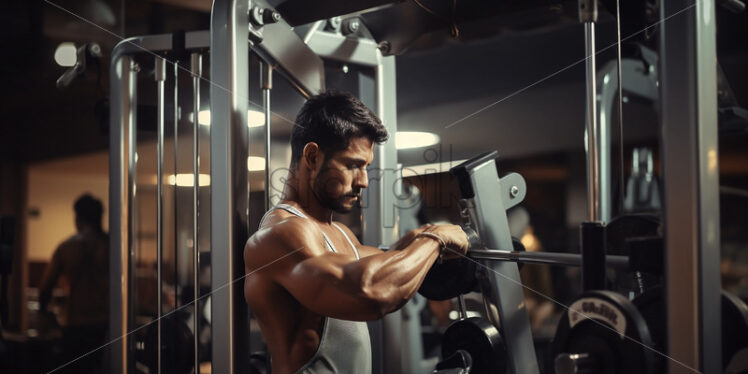 Man working out on a gym - Starpik Stock