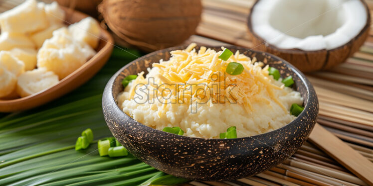 Mashed cassava in coconut shell - Starpik Stock