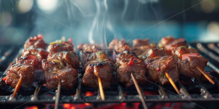 Meat bbq by the pool party background - Starpik Stock