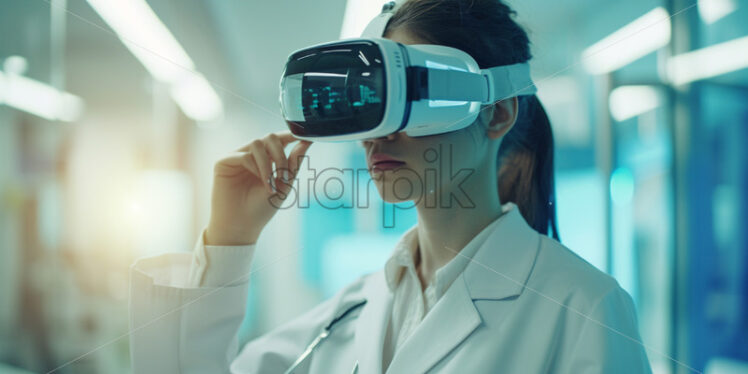 Medical student use VR glasses, smart medicine - Starpik Stock