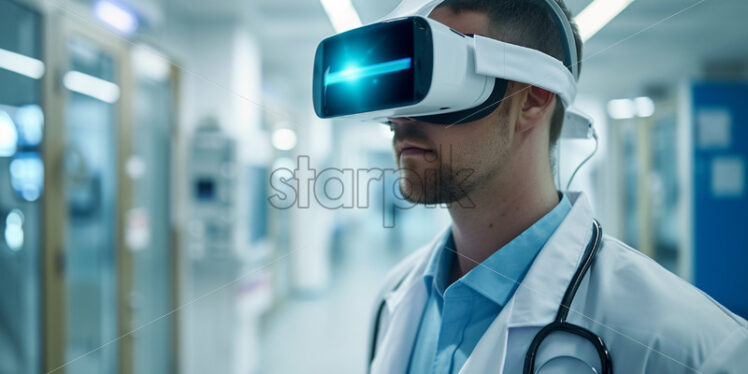 Medical student use VR glasses, smart medicine - Starpik Stock