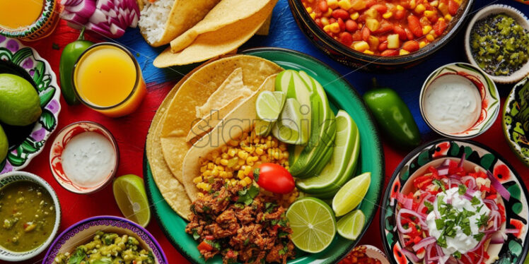 Mexican traditional dishes gourmet top view detailed - Starpik Stock