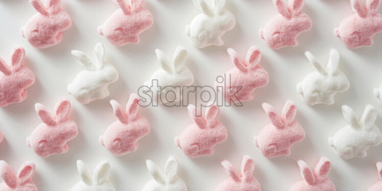 Minimalist postcard with marshmallow bunny rabbits pattern - Starpik Stock