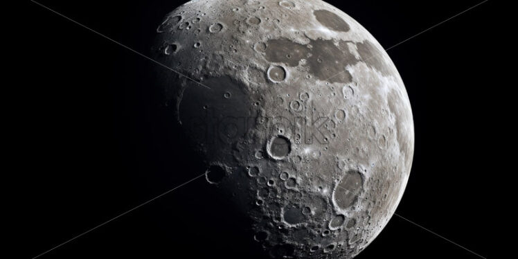 Moon in space with craters. Astronomical observations - Starpik Stock