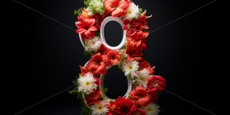 Number 8 on black background with flowers on it - Starpik Stock